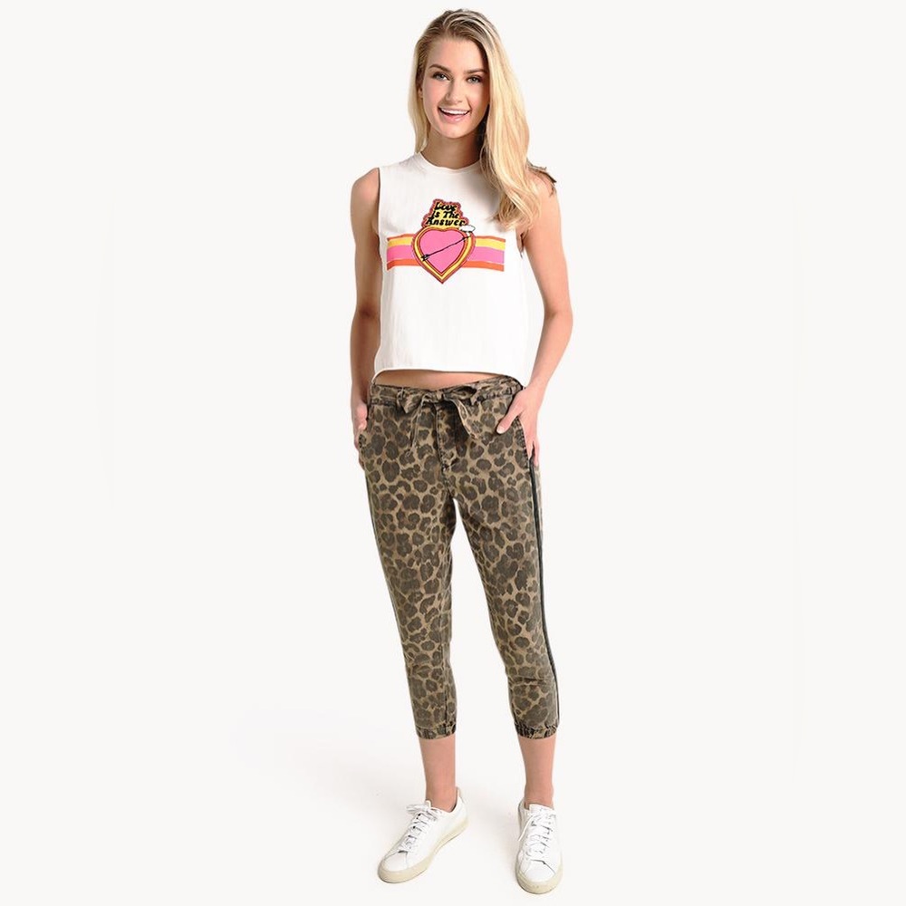 Pam & Gela Leopard Print Cropped Pants